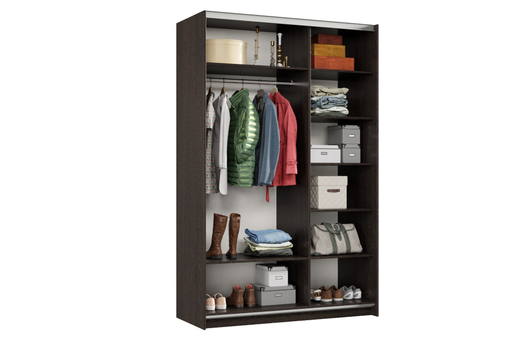 Шкафы-купе 2-х дверные, Шкаф-купе Smart 1424 2х дверный (фасады ЛДСП) профиль серебро