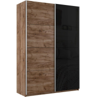 Шкафы-купе 2-х дверные, Шкаф-купе Прайм 2х дверный ДСП/Стекло черное 120х57х230