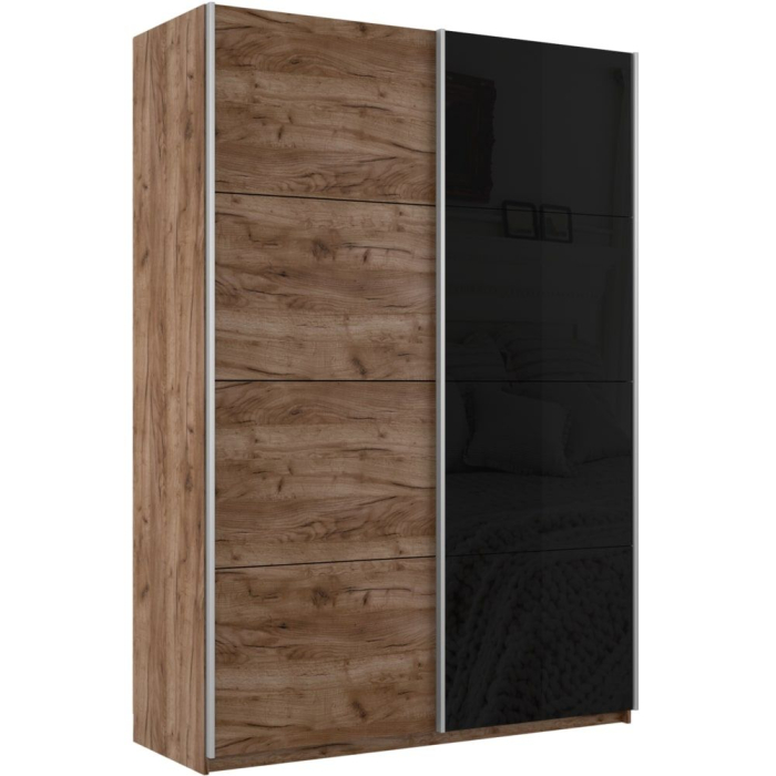 Шкафы-купе 2-х дверные, Шкаф-купе Прайм 2х дверный ДСП/Стекло черное 120х57х230