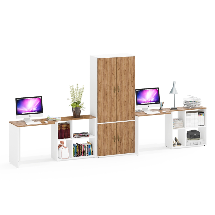 Домашние кабинеты, Шкаф для хранения Лидер-8 и два стола с нишей