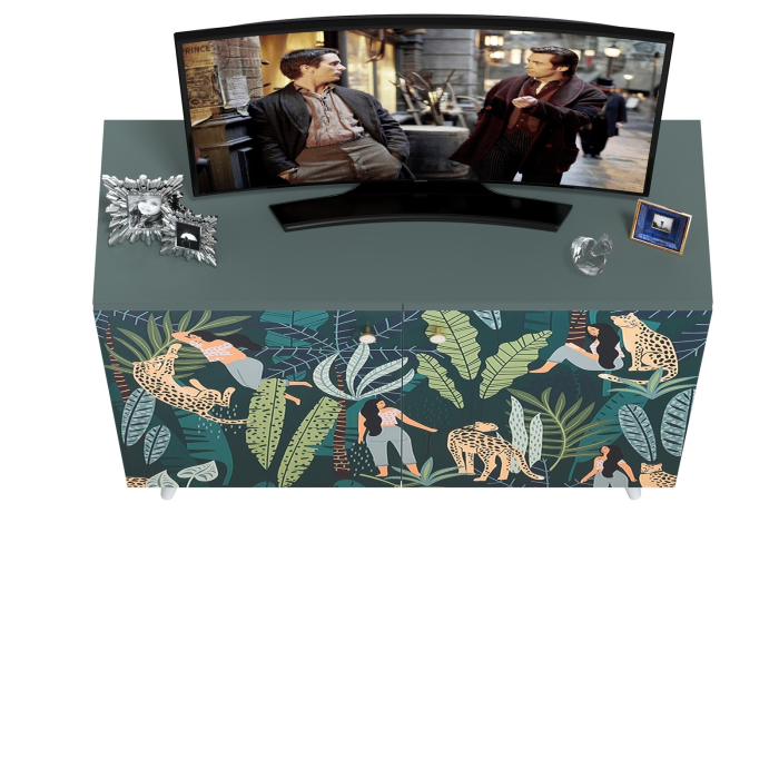 Комоды, Комод-тумба Либера 16.230.01, фасады с рисунком Тропический лес  