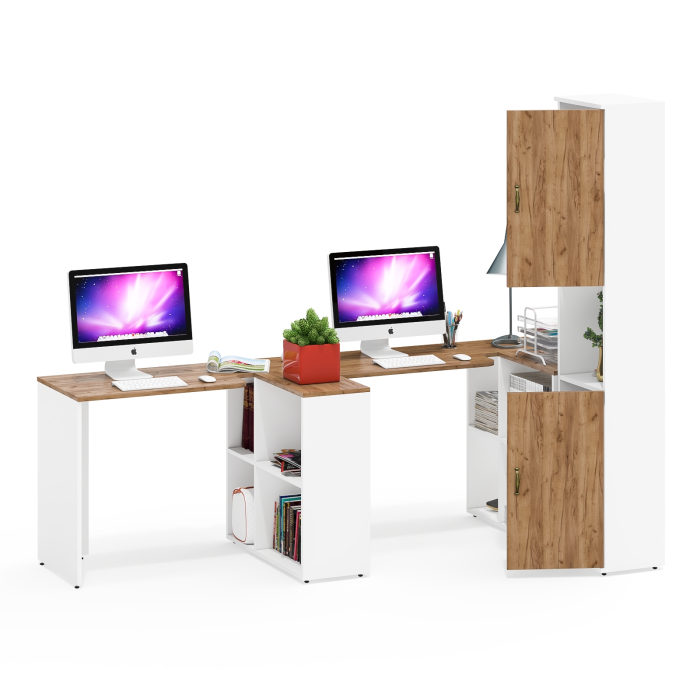 Домашние кабинеты, Два стола-трансформера для домашнего кабинета и пенал с дверками Лидер-8