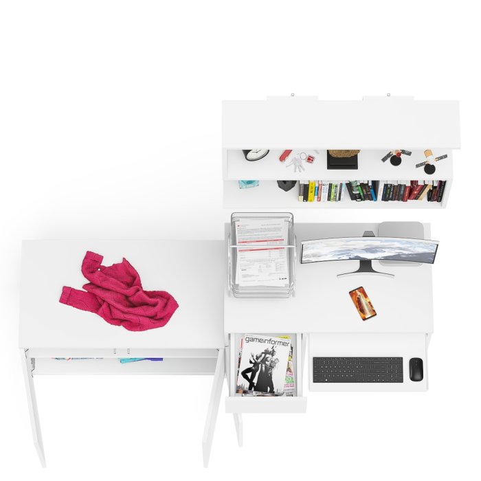 Прямые компьютерные столы, Компьютерный стол Мори МС-1 левый с тумбой две дверки и полкой