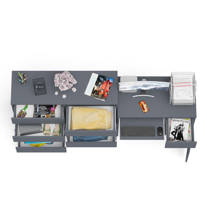 Компьютерные столы, Комод 8-мь ящиков Мори МК1200 и правый компьютерный стол Мори МС-1