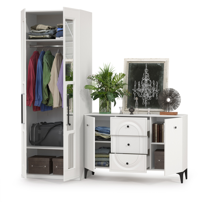 Стенки для гостиной, Шкаф для одежды с комодом-ТВ-тумбой Валенсия