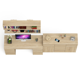 Комод-тумба Мори МК1200.4 с открытой верхней полкой и стол компьютерный МС-2