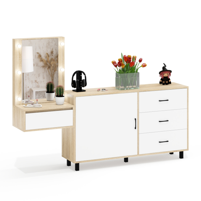 Туалетные столики, Стол косметический навесной с подсветкой и комод 122-1504