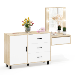 Комод с дверками и ящиками 122-1204 и косметический столик навесной с подсветкой