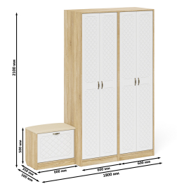 Два шкафа с дверками и обувница с сиденьем П-6 № 07 МДФ фрезеровка ромб