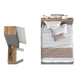 Тумба с дверками Остин 13.257 с кроватью 1600 с основанием и пенал для одежды