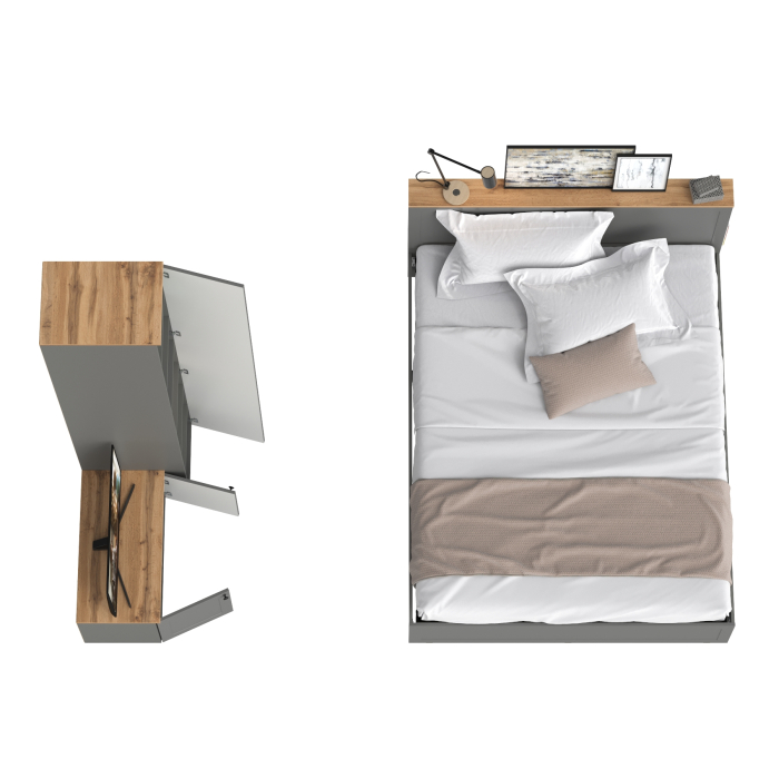 Спальные гарнитуры, Тумба с дверками Остин 13.257 с кроватью 1600 с основанием и пенал для одежды