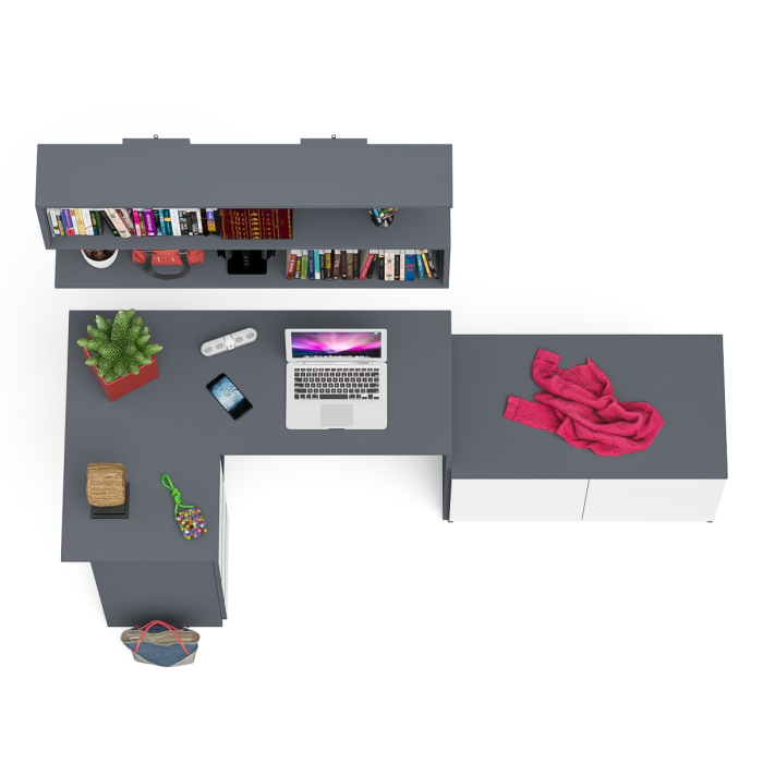 Угловые, Угловой компьютерный стол Мори МС-16 левый с тумбой две двери МА900.1 и широкой полкой 1200