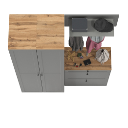 Два шкаф-пенала с полками и обувница с вешалкой для верхней одежды Остин