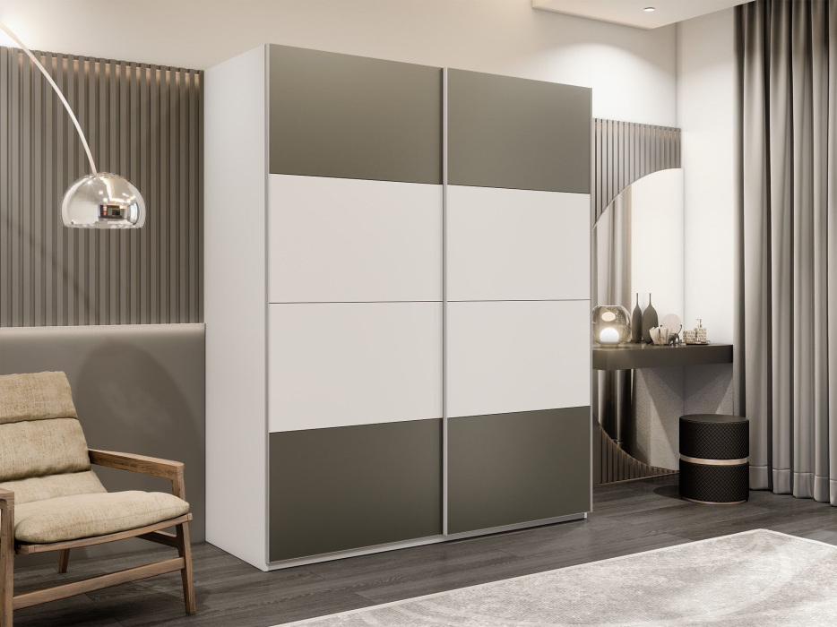 Шкафы-купе 2-х дверные, Шкаф-купе Эста 2-х дверный ДСП/Стекла хаки/Доводчик 160х66х240