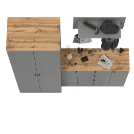 Шкаф в прихожую две двери с комодом и вешалкой для одежды с полкой Остин