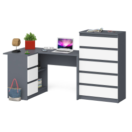 Комод на 700 5-ть ящиков и стол компьютерный МС-16 угловой левый серии Мори