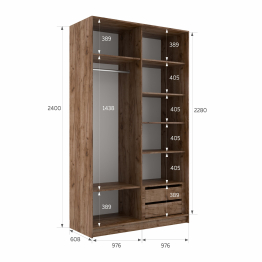 Шкаф-купе Эста 2-х дверный ДСП/Стекла пудра/Доводчик 200х66х240