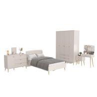 Спальные гарнитуры, Кровать 1200 с четырёх-дверным шкафом с трюмо и комодом Афина