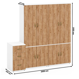 Мебель для офиса из двух платяных шкафов Лидер-8 20Б и подкатной тумбы 3.16