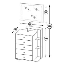 Комод с зеркалом Камелия