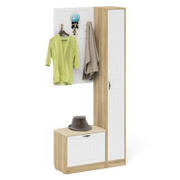 Обувница с мягким сиденьем вешалка с крючками и пенал П-6 МДФ фрезеровка прованс