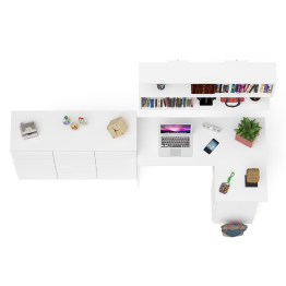 Угловой стол компьютерный Мори МС-16 правый с комодом МК1200.4 и открытой книжной полкой