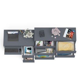 Комод Мори МК1200 8-мь ящиков со столом компьютерным МС-6 правым