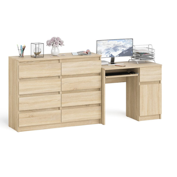 Компьютерные столы, Комод 8-мь ящиков Мори МК1200 и правый компьютерный стол Мори МС-1