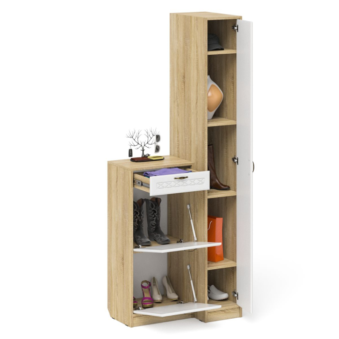 Прихожие, Обувница П-6 с пеналом П-6-500 фрезеровка ромб