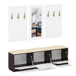 Набор мебели для прихожей из обувниц зеркала и вешалок П-6 № 03 МДФ фрезеровка прованс