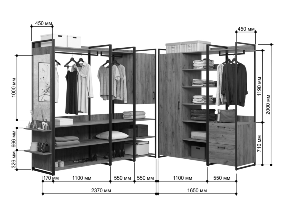 Гардеробные, Гардеробная Urban Лофт 03 Белый