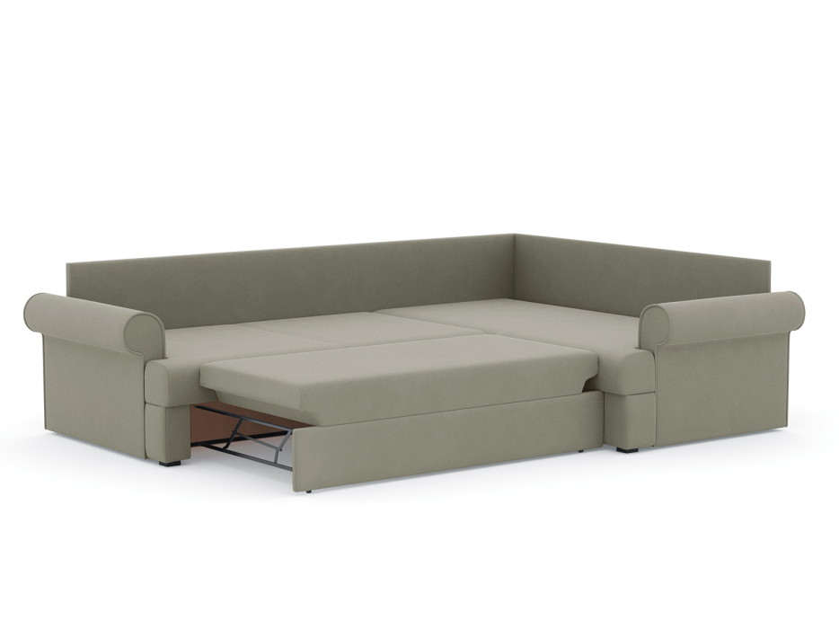 Диваны угловые в гостиную, Диван-кровать угловой Мирта дельфин, велюр