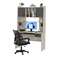 Прямые компьютерные столы, Компьютерный стол с надстройкой Бета и кресло компьютерное чёрное