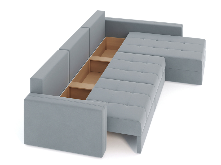 Диваны угловые в гостиную, Диван-кровать угловой Брест 3 секции еврокнижка, велюр