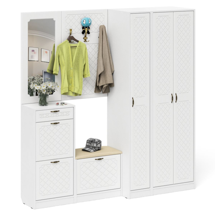 Прихожие, Набор модульной мебели для прихожей П-6-500 № 51 фрезеровка ромб