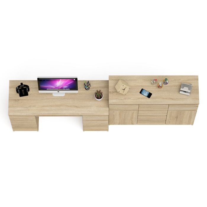 Компьютерные столы, Двухтумбовый стол компьютерный МС-2 с ящиками и тумба-комод МК1200.4 Мори
