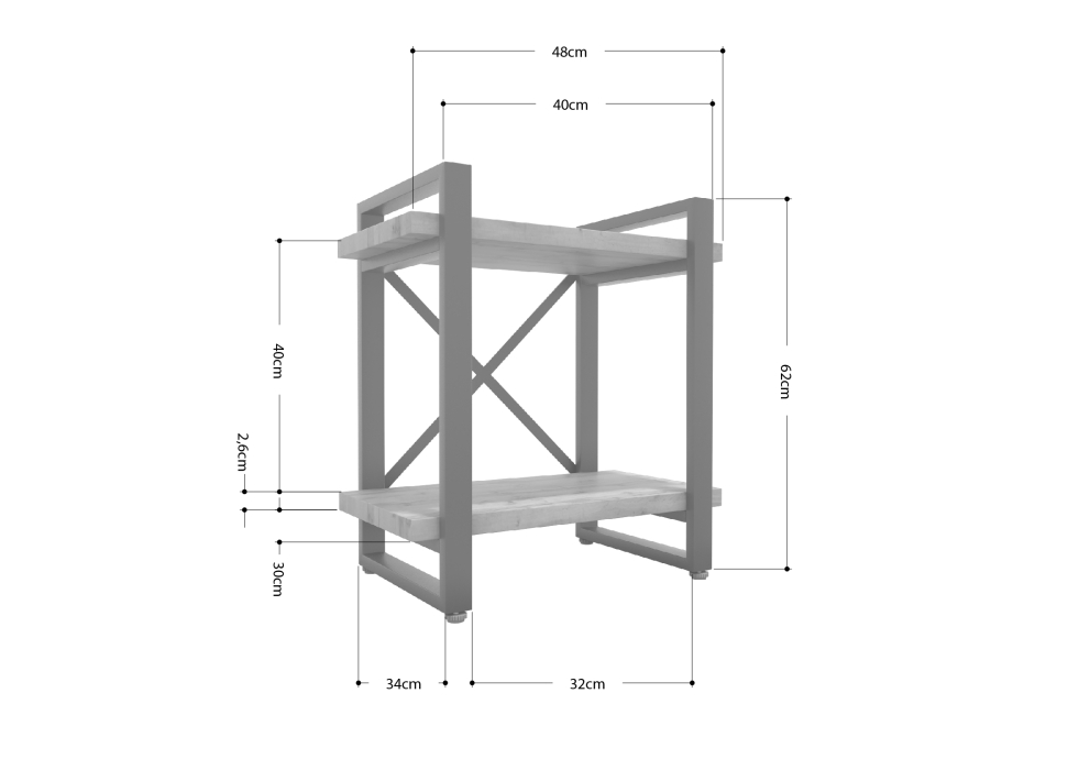 Прикроватные тумбы, Тумба прикроватная Айсберг Лофт 40 черный