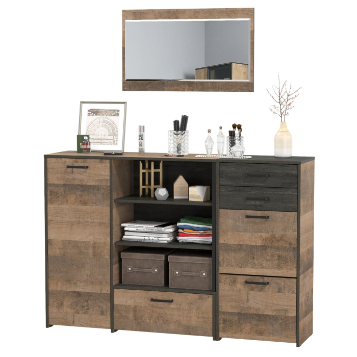 Прихожие, Тумба для обуви с зеркалом и широкий комод с нишами Трувор