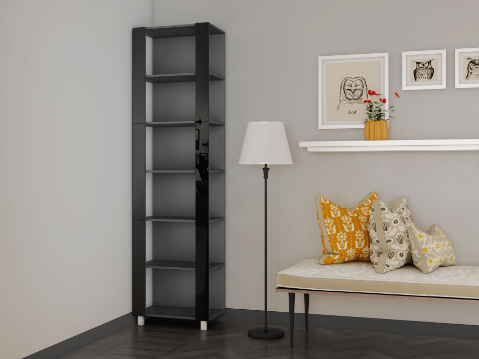 Открытые, Стеллаж модульный Универсальный 35х60х220 Черное стекло