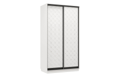 Шкафы-купе 2-х дверные, Шкаф-купе Премьер 12 (01РБ;01РБ) фасады ромб белый/двухдверный/Профиль чёрный муар