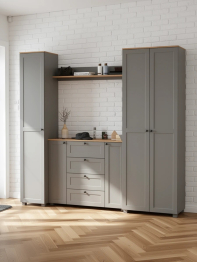 Шкаф и шкаф-пенал с комодом и полкой Остин для прихожей