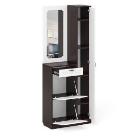 Высокая обувница с зеркалом и пеналом П-6 № 23 МДФ фрезеровка ромб