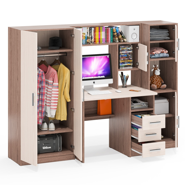 Домашние кабинеты, Компьютерный стол с пеналом и шкафом МД-СК-9
