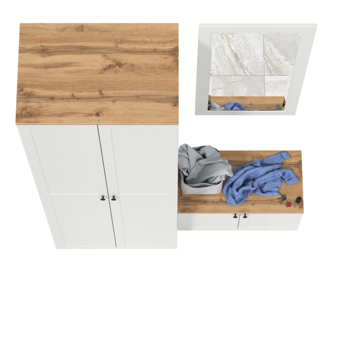 Прихожие, Тумба две дверки и шкаф для одежды с зеркалом Остин