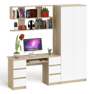 Домашние кабинеты, Платяной шкаф две двери Мори МШ800.1 с компьютерным столом и полкой навесной