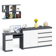 Прямые компьютерные столы, Стол компьютерный дверка и выдвижной ящик слева с комодом МК1600.1 и полкой Мори 900