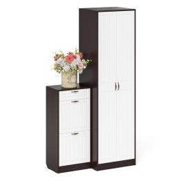 Шкаф с тумбой для обуви 2 секции П-6 № 16 МДФ фрезеровка прованс