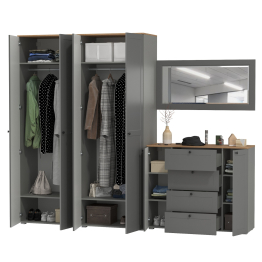 Два платяных шкафа Остин и комод с зеркалом