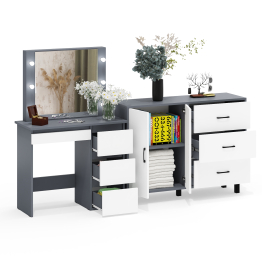 Комод-тумба 123-1204 и столик косметический с подсветкой и зеркалом Сура