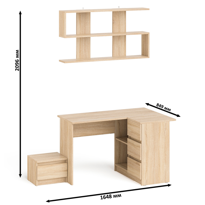 Угловые, Стол угловой компьютерный МС-16 Мори правый с полкой верхней на 1200 и тумбой ТМП400